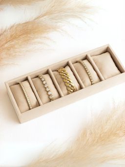 La Trove - Cream Premium Velvet 5 Slot Tray for Wardrobe Closet Bracelets Organizer