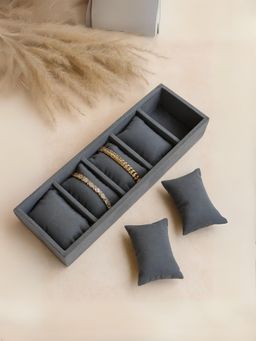 La Trove - Grey Premium Velvet 5 Slot Tray for Wardrobe Closet Bracelets Organizer
