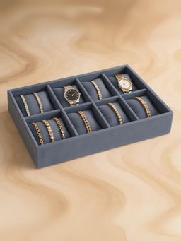 La Trove - Grey Premium Velvet 5 Slot Tray for Wardrobe Closet Bracelets Organizer