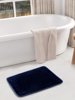 FABINALIV - Blue Solid Polyester Bath Mat (60 x 40 cm)