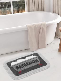 FABINALIV - Grey Abstract Cotton Blend Anti Skid Bath Mat (60 x 40 cm)