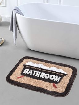 FABINALIV - Brown Abstract Cotton Blend Anti Skid Bath Mat (60 x 40 cm)