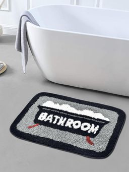FABINALIV - Grey Abstract Cotton Blend Anti Skid Bath Mat (60 x 40 cm)