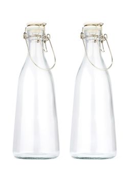 NATURALLY YOURS - 1000ml Glass Bottle with Ceramic Lid Round Airtight Storage (Pack of 2)