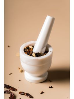 SG Home - White Marble Mortar and Pestle