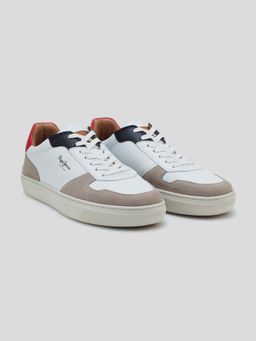 Pepe Jeans - Men Red Colorblock PU Suede Lace-Up Sneakers