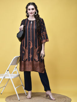 Shree - Women Liva Grey Paisley Print Kurta