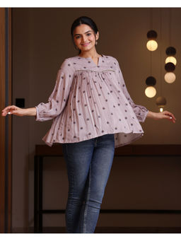 Sukruti Design - Mayura Onion Pink Flared Tunic