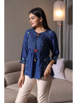 Sukruti Design - Tree Of Life Ocean Blue Tunic