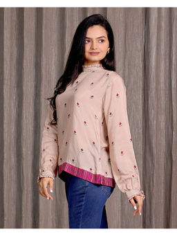 Sukruti Design - Nargis Soft Beige Highneck Tunic