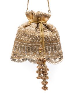 SG By Sonia Gulrajani - Soraya Gold Embellished Drawstring Potlis