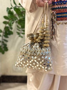 SG By Sonia Gulrajani - Noor Gold Embellished Drawstring Potlis