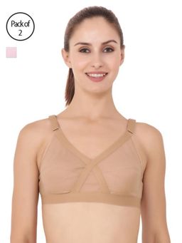 Floret - Pack of 2 Solid Full Coverage Bra - Multi-Color