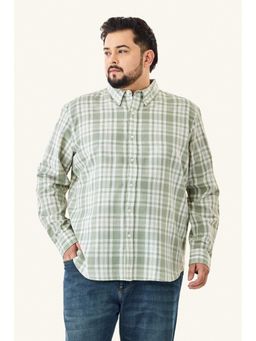 Snitch - Men Light Green Checks Regular Fit Plus Size Shirt