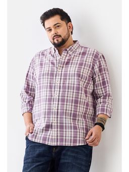 Snitch - Men Purple Checks Regular Fit Plus Size Shirt
