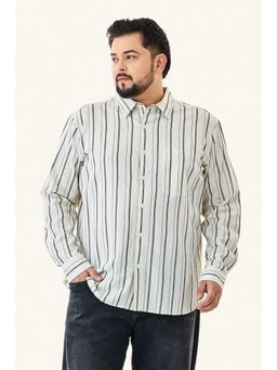 Snitch - Men Off White Stripes Regular Fit Casual Plus Size Shirt