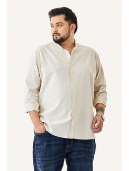 Snitch - Men Beige Solid Regular Fit Casual Plus Size Shirt