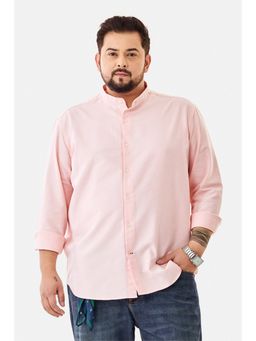 Snitch - Men Light Pink Solid Regular Fit Casual Plus Size Shirt