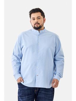 Snitch - Men Light Blue Solid Regular Fit Casual Plus Size Shirt
