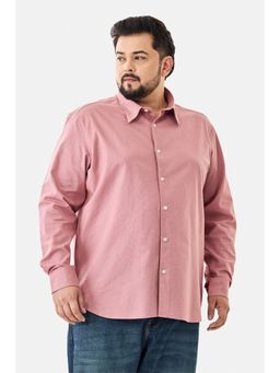 Snitch - Men Pink Solid Regular Fit Casual Plus Size Shirt