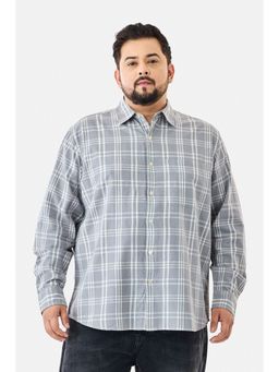 Snitch - Men Grey Checks Regular Fit Plus Size Shirt