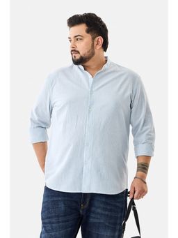 Snitch - Men Light Blue Stripes Regular Fit Casual Plus Size Shirt