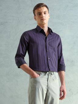 Arrow Newyork - Men Purple Smart Slim Fit Textured Shirt