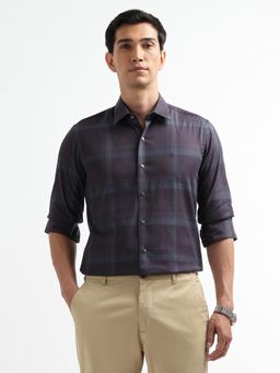 Arrow Newyork - Men Purple Tartan Checked Manhattan Slim Fit New York Shirt