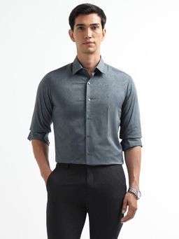 Arrow Newyork - Men Grey Textured Manhattan Slim Fit New York Shirt