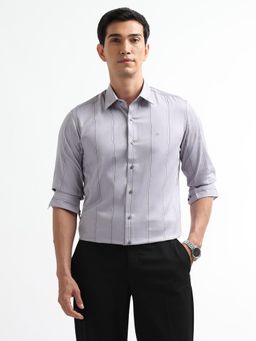Arrow Newyork - Men Lavender Vertical Striped Dobby New York Shirt