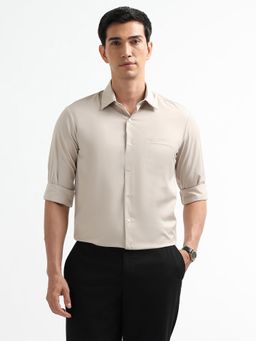 Arrow Newyork - Men Beige Solid Manhattan Slim Fit Solid New York Shirt