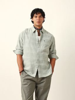 The Bear House - Men Green Checked Relaxed Fit Shirt