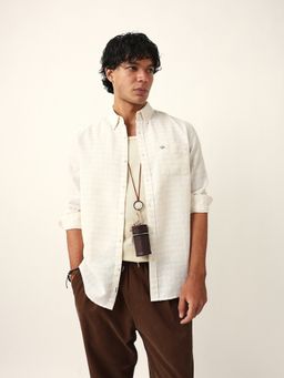 The Bear House - Men Off White Checked Casual Shirt
