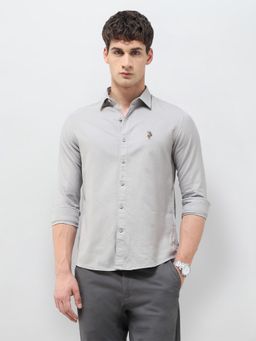 U.S. Polo Assn. Denim Co. - Men Grey Solid Slim Fit Monochrome Shirt