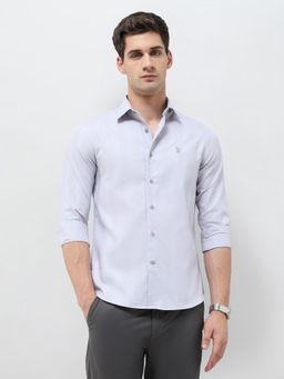 U.S. POLO ASSN. - Men Grey Textured Dobby Shirt