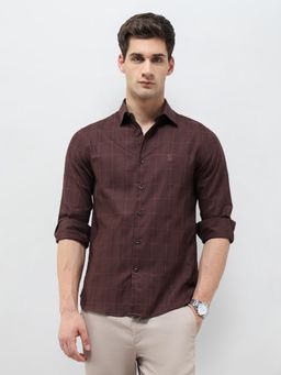 U.S. POLO ASSN. - Men Maroon Regular Fit Grid Checked Shirt