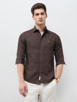 U.S. POLO ASSN. - Men Brown Regular Fit Grid Checked Shirt