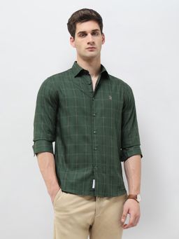U.S. POLO ASSN. - Men Green Regular Fit Grid Checked Shirt