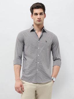 U.S. POLO ASSN. - Men Brown Regular Fit Micro Checked Shirt