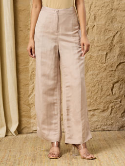 Fabindia - Women Beige Solid/Plain Viscose Pant