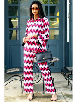 etre comfortwear - Women Pink Geometric Rayon Blend Co-Ord Set