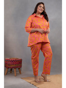 etre comfortwear - Women Orange Printed Poplin Co-Ord Set