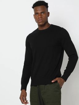 GAP - Black Men's Solid Crew Neck Sweater