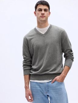 GAP - Grey Men's Grey V-Neck Sweater