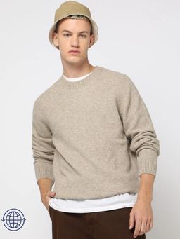GAP - Beige Men's Solid Round Neck Sweater