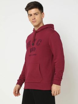 GAP - Maroon Men's Logo Hooded Neck Hoodie