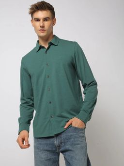 GAP - Men's Green Solid Collar Neck Casual Shirt