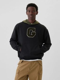 GAP - Black Men's Hooded Neck Colour-Block Hoodie