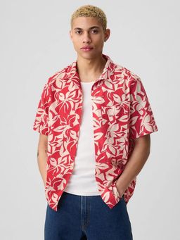 GAP - Men's Floral Red Collar Casual Shirt