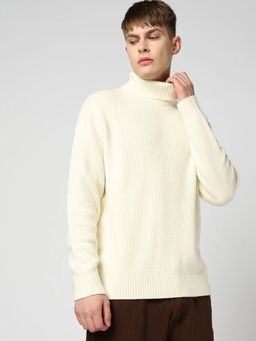 GAP - Cream Men's Textured Turtle Neck Sweater